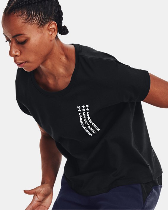 Women's UA Repeat Wordmark Graphic T-Shirt, Black, pdpMainDesktop image number 2
